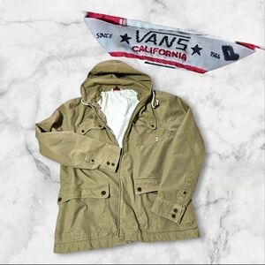 VANS California Men Heavyweight Canvas Military CARLSBAD JACKET Hooded Zip Up XL